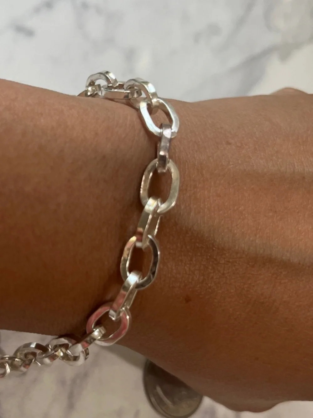 Sterling Silver Chain ChunkyToggle Bracelet - 6.5 inches